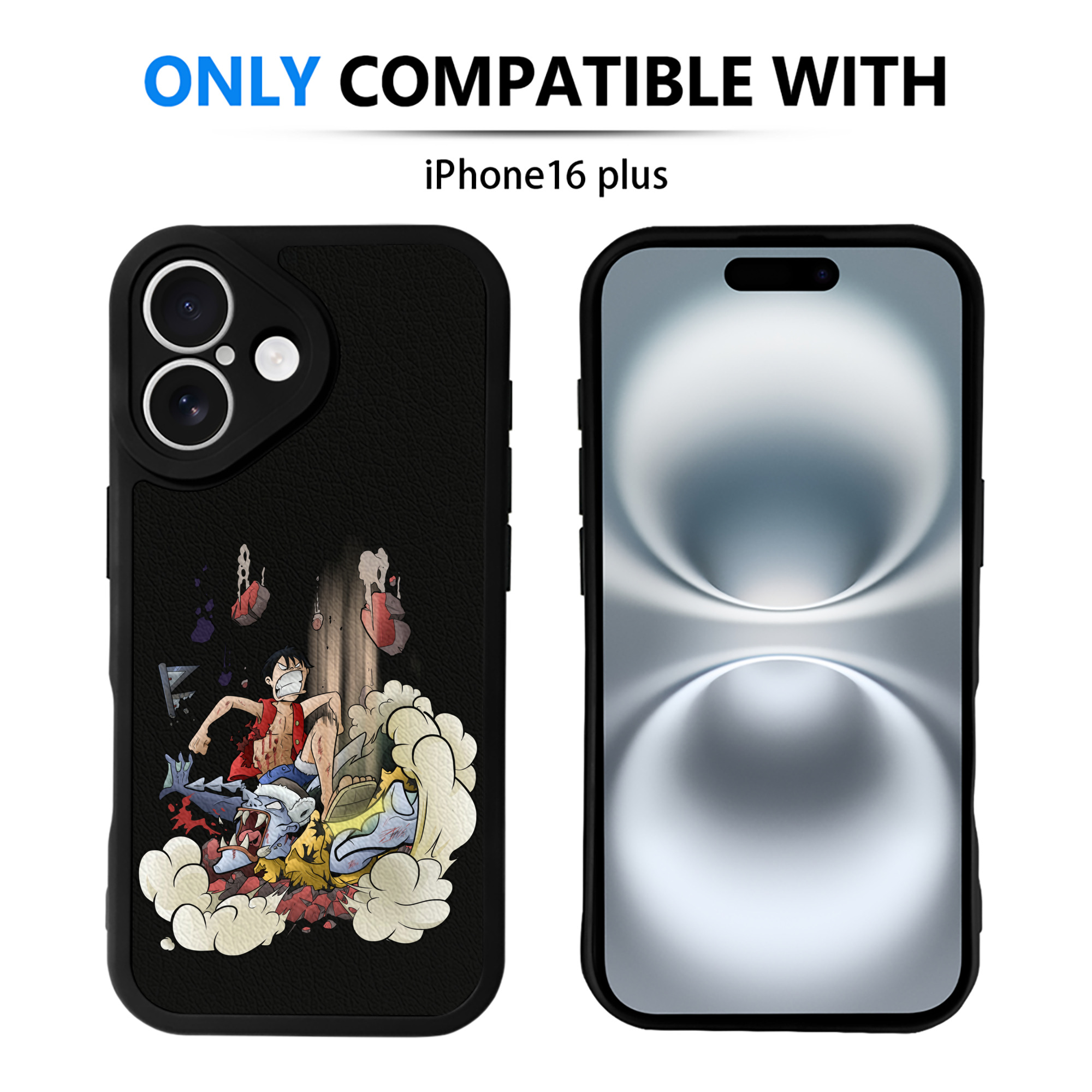 （画像用） ワンピース モンキー・D・ルフィ ONE PIECE Monkey D. Luffy 【iPhone 16シリーズ対応】シリコンスマホケース（レザー調） 材質：シリコン
